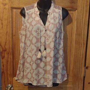 Sleeveless Cream  Printed Boho Top